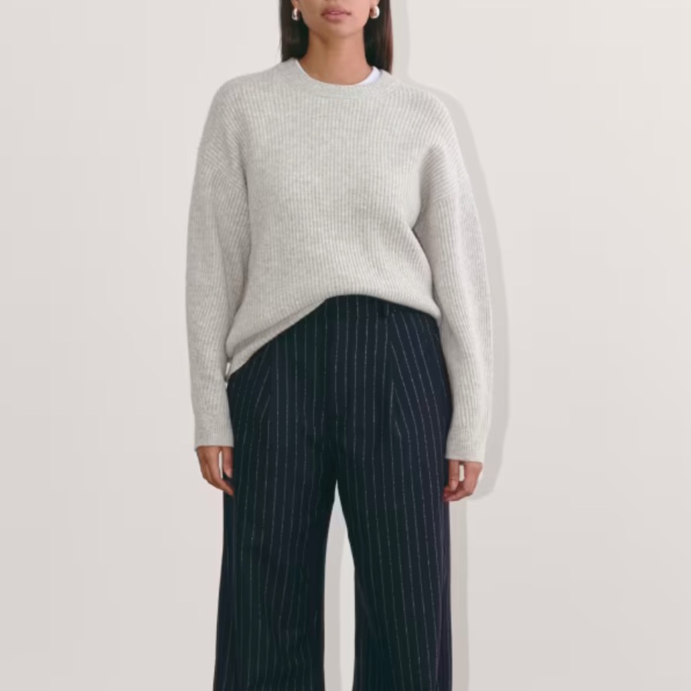 Everlane Gray Cashmere Sweater Small Cocoon Crew Heather Stone Relaxed